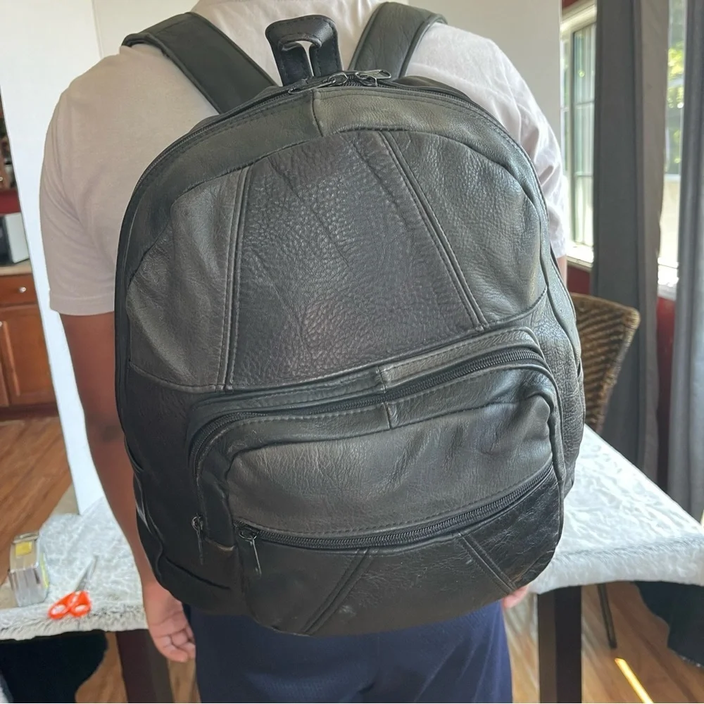 Handmade Soft Leather Men’s Backpack - Black